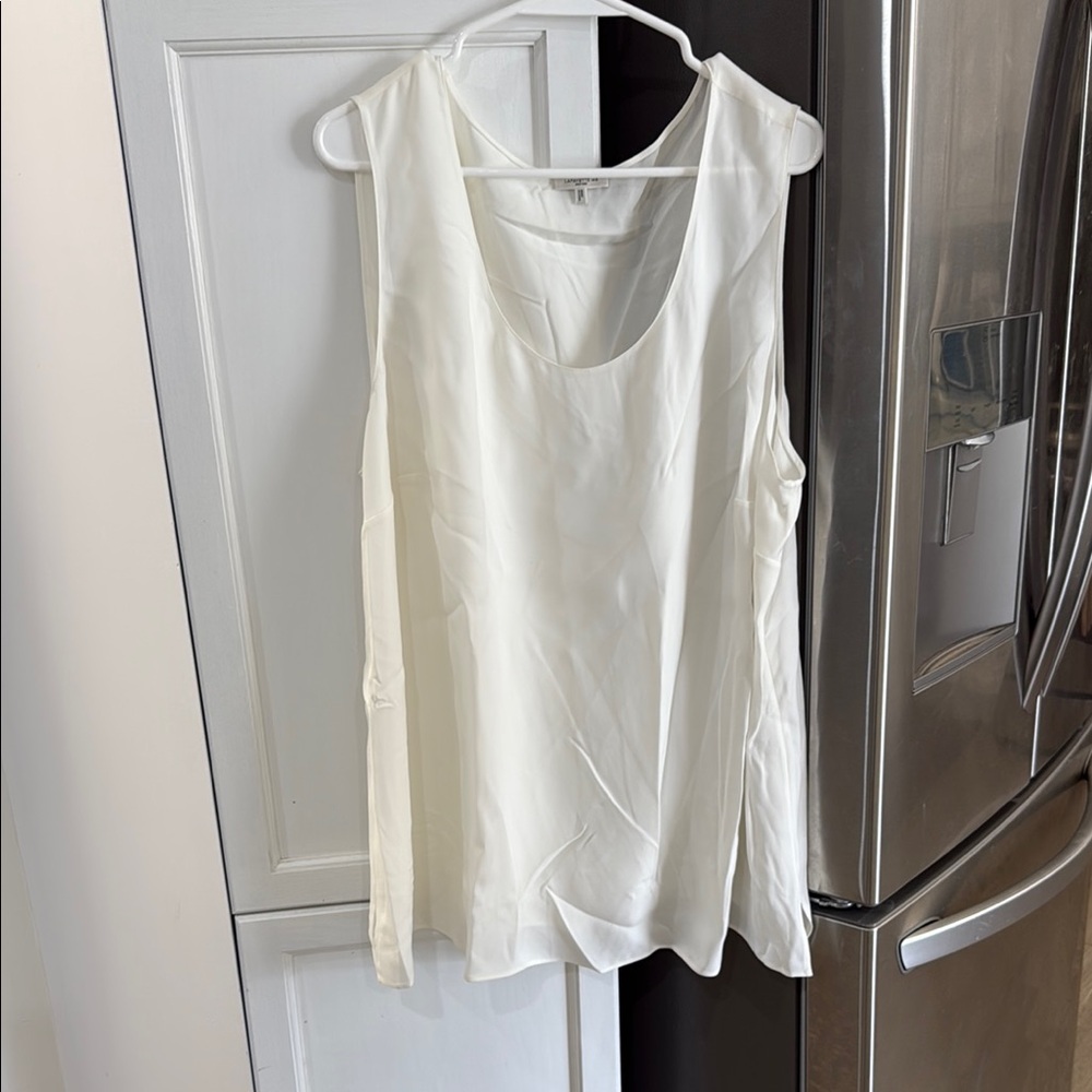 Lafayette 148 New York Silk Cream Sleeveless Tank Top